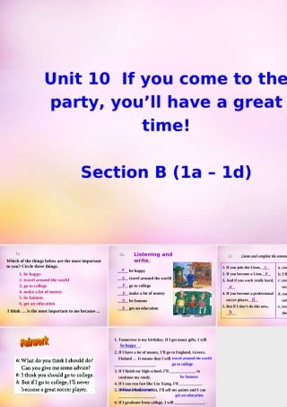 八年级英语上册 Unit 10 If you go to the party，you'll have a great time section B(1a 1d)课件 (新版)人教新目标版 课件