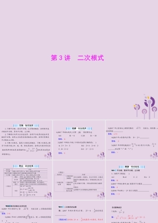 广东省中考数学复习 第一部分 中考基础复习 第一章 数与式 第3讲 二次根式课件