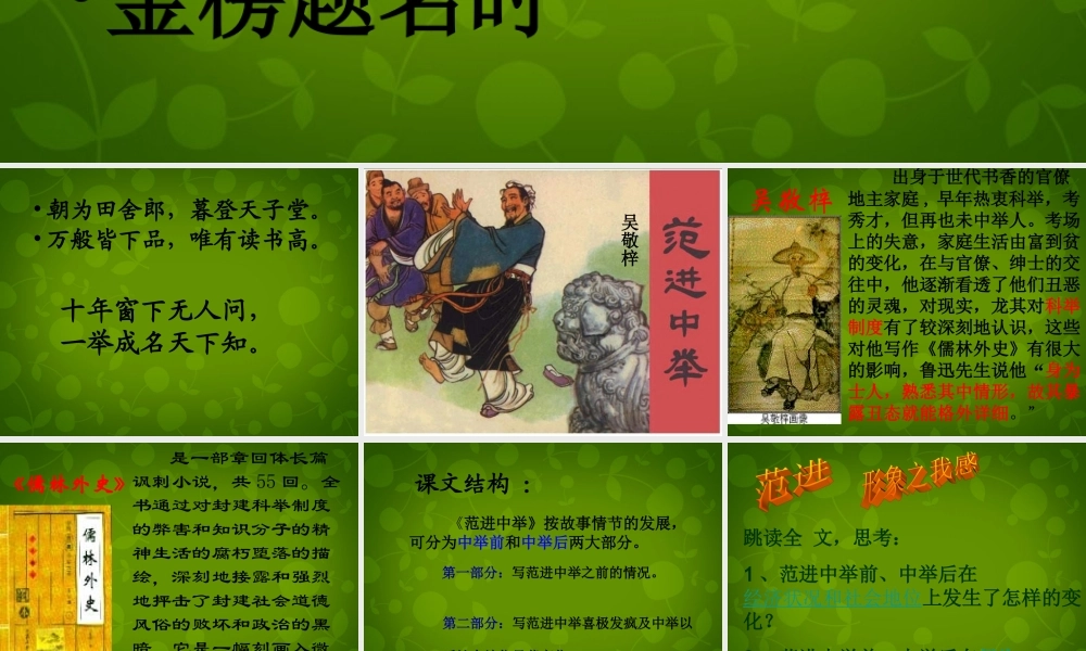 九年级语文上册(19 范进中举)课件 新人教版 课件