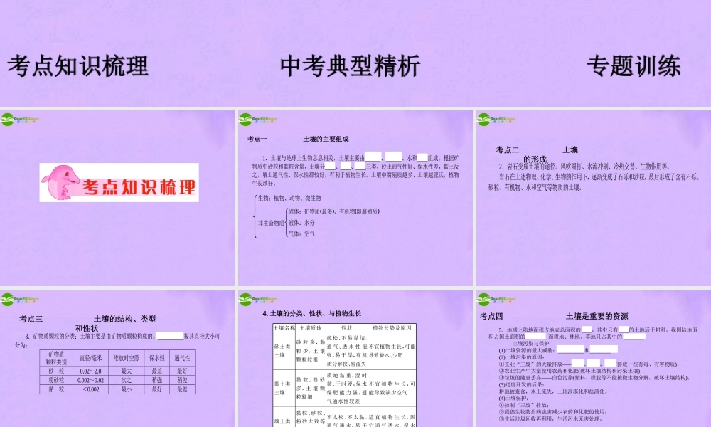 中考地理 专题4 土壤与水体 天气与气候复习课件 人教新课标版 课件