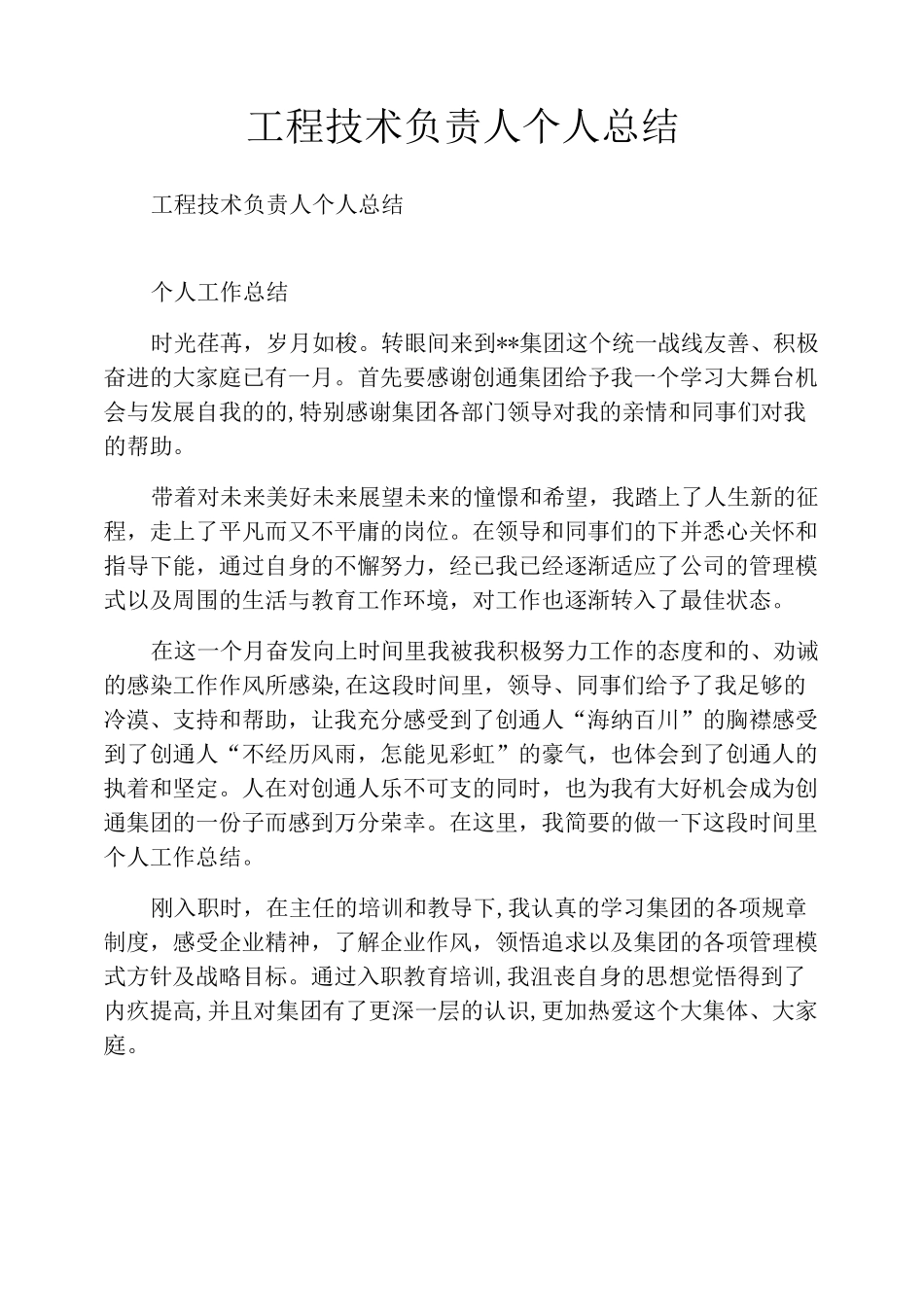 工程技术负责人个人总结_第1页