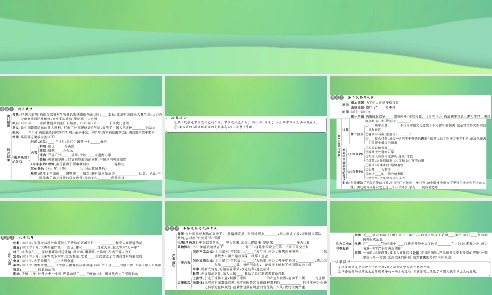 中考历史复习 第六讲 列强侵华与晚清时期的救亡图存课件 岳麓版 课件