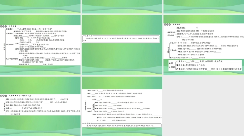 中考历史复习 第六讲 列强侵华与晚清时期的救亡图存课件 岳麓版 课件