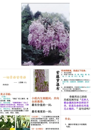 八年级上册 23紫藤萝瀑布 课件1河大版 课件