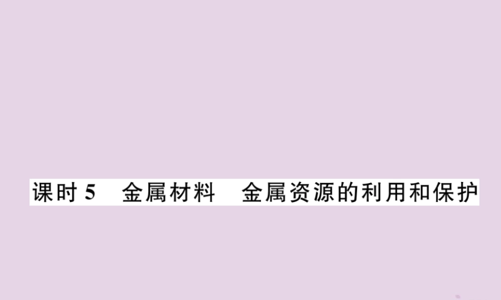 中考化学总复习 第1编 主题复习 模块1 身边的化学物质 课时5 金属材料 金属资源的利用和保护(精练)课件