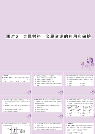 中考化学总复习 第1编 主题复习 模块1 身边的化学物质 课时5 金属材料 金属资源的利用和保护(精练)课件