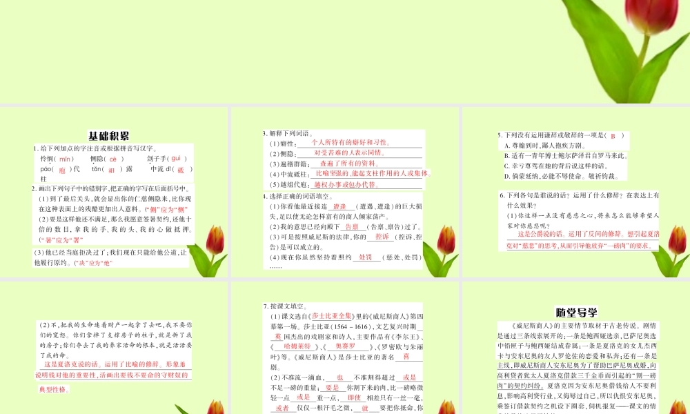 九年级语文下册 第四单元第13课(威尼斯商人节选 )课件 人教新课标版 课件
