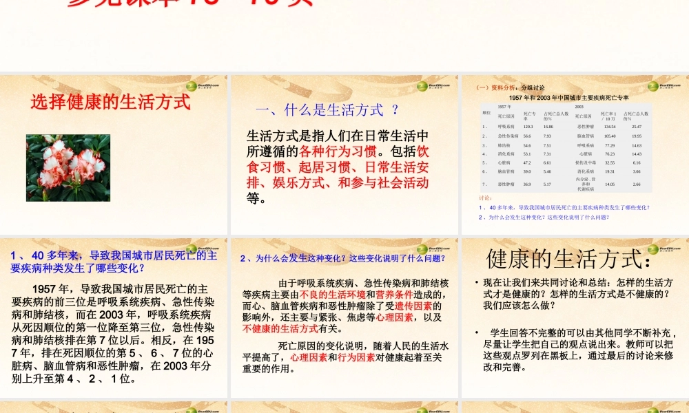 八年级生物下册 第八单元 3.2 选择健康的生活方式应用课件 新人教版 课件