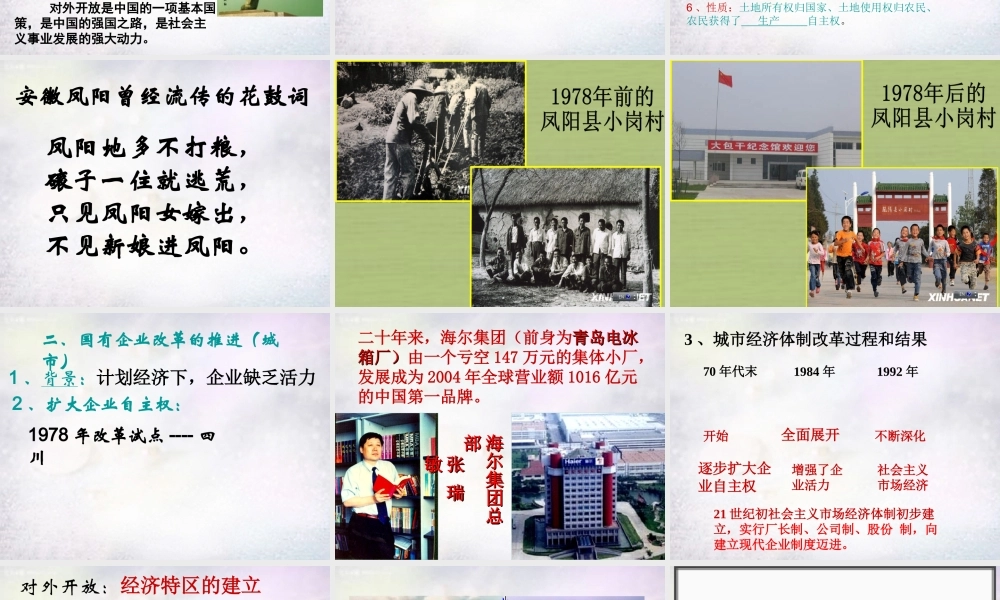 八年级历史下册 第8课 改革开放的展开课件 中华书局版 课件