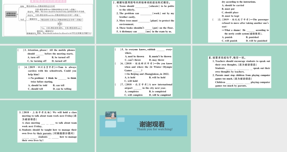 九年级英语全册 Unit 7 Teenagers should be allowed to choose their own clothes单元语法专项作业课件 (新版)人教新目标版 课件