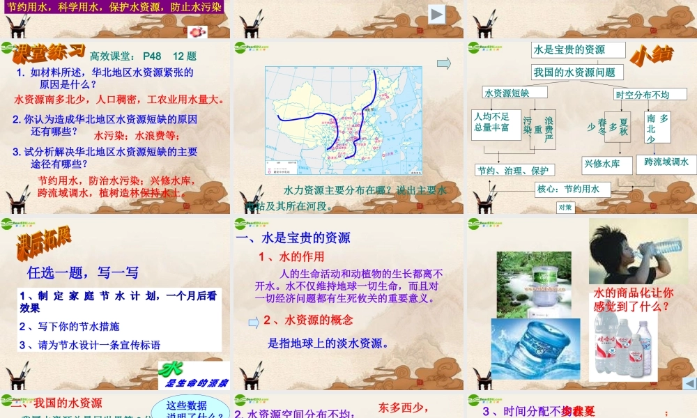 八年级地理上册 第三节水资源课件 湘教版 课件