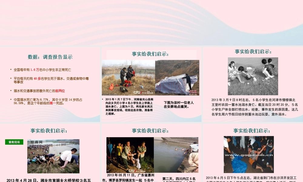 中学主题班会 安全教育类 防溺水课件