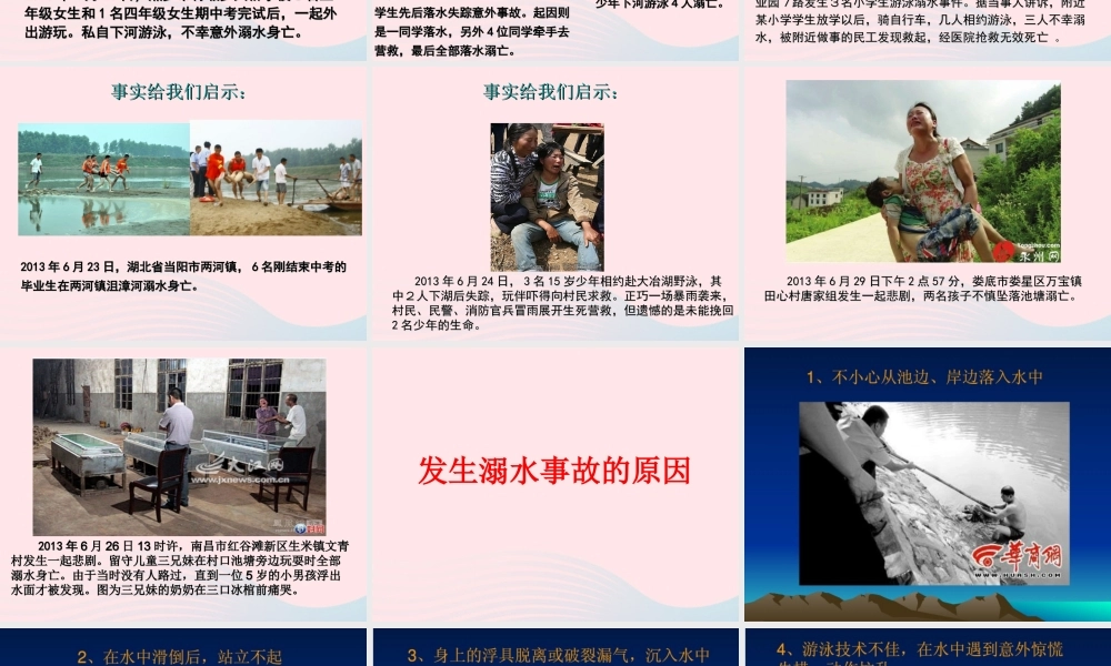 中学主题班会 安全教育类 防溺水课件