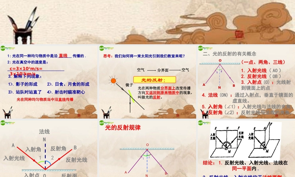 八年级物理上册 第2节光的反射(第一课时)课件 沪科版 课件