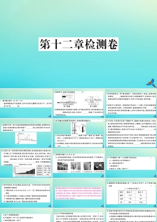 九年级物理全册 第十二章 温度与物态变化检测卷习题讲评课件 (新版)沪科版 课件