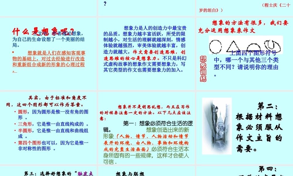想像作文训练 新课标 人教版 课件
