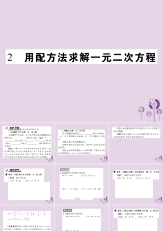 九年级数学上册 2(一元二次方程)2 用配方法求解一元二次方程习题课件 (新版)北师大版 课件