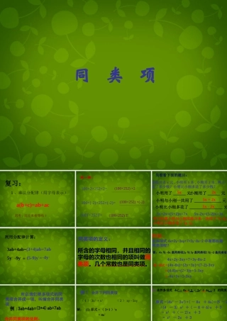 中学七年级数学上册 3.2 解一元一次方程(一)—合并同类项与移项课件 (新版)新人教版