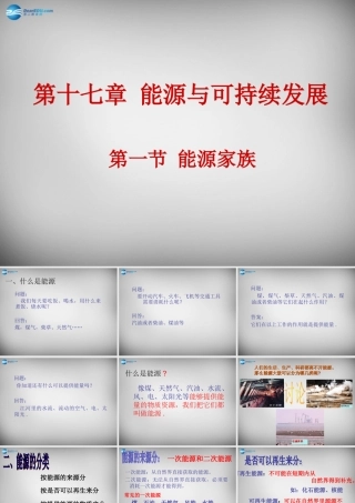 九年级物理全册 171 能源家族课件 新人教版 课件