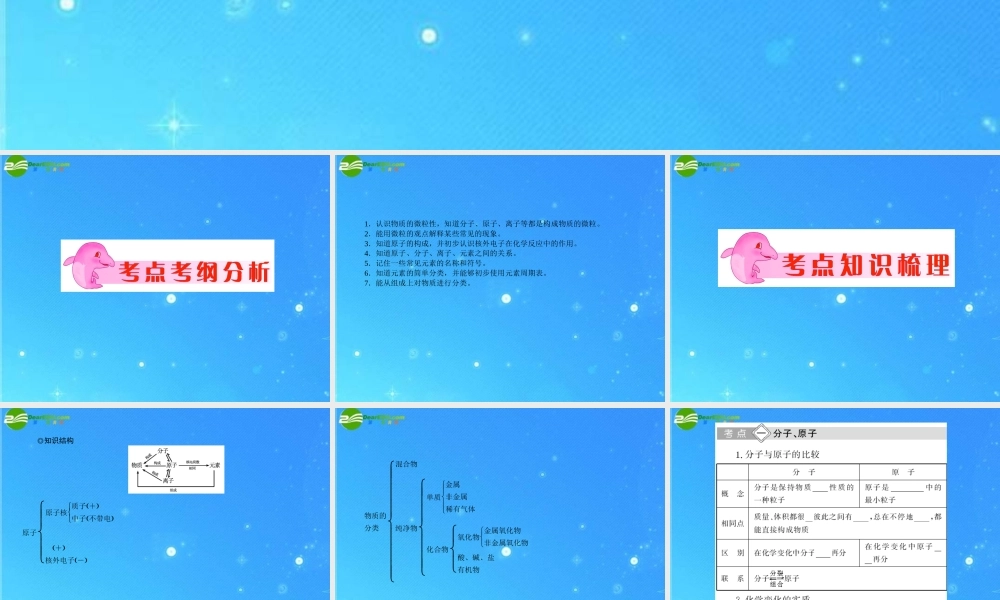 中考化学复习专题八 物质的组成、构成课件 人教新课标版 课件