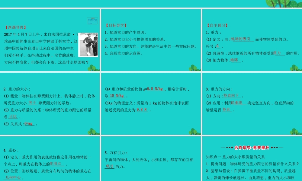 八年级物理下册 7.3重力习题课件 (新版)新人教版 课件