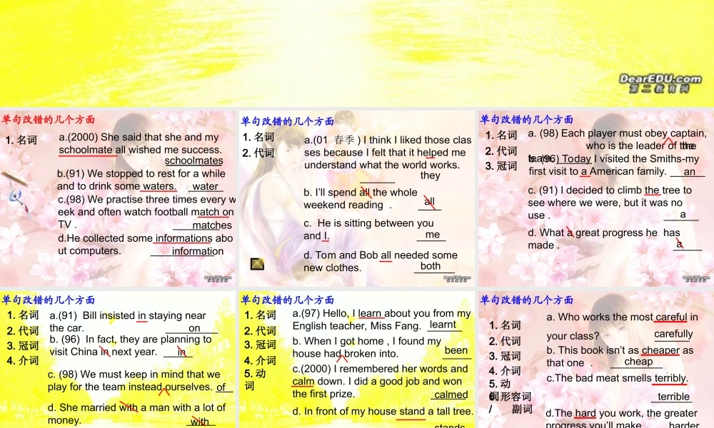 安徽地区高考英语专题复习 短文改错 人教版 试题