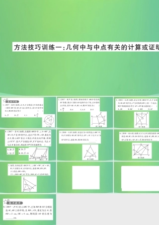 中考数学复习 第一轮 考点系统复习 第四章 三角形 方法技巧训练一 几何中与中点有关的计算或证明(精练)课件
