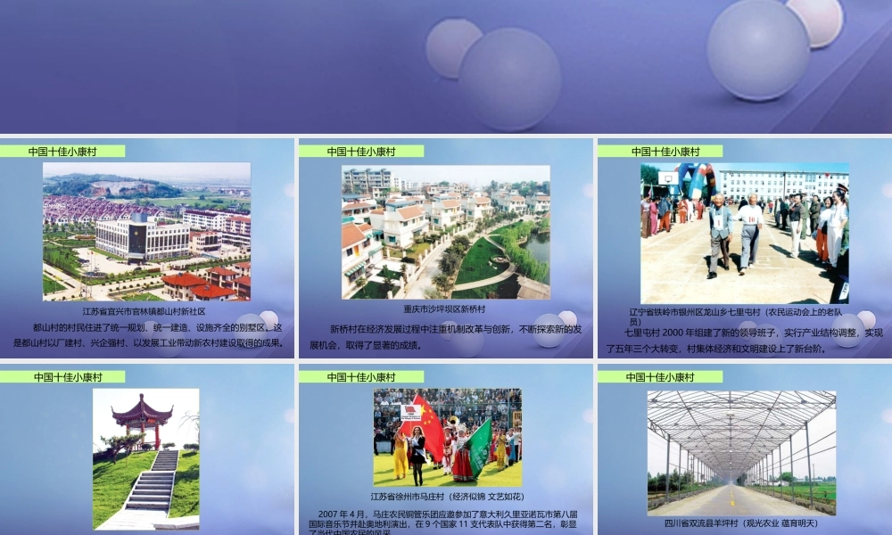 九年级政治全册 第4单元 实现共同理想 第11课 展望祖国未来 全国小康村素材 北师大版 素材