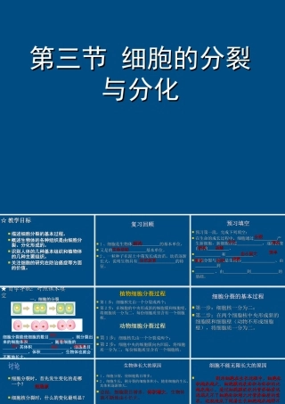 七年级生物上册 第一单元2.3细胞的分裂与分化课件 济南版 课件