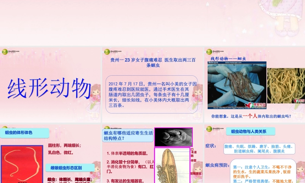 八年级生物上册 第五单元 第一章 第二节 线形动物和环节动物课件 新人教版 课件