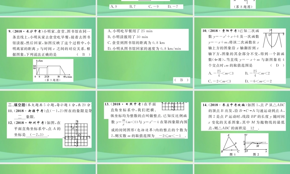 中考数学复习 第3章 函数及其图象阶段测评(三)函数及其图象(精练)课件