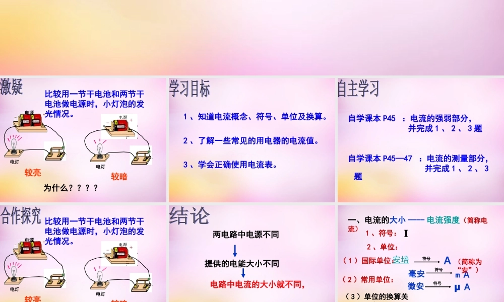 九年级物理全册 第十五章 第四节(电流的测量)课件 (新版)新人教版 课件