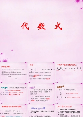 中学七年级数学上册 3.2 代数式课件 (新版)北师大版