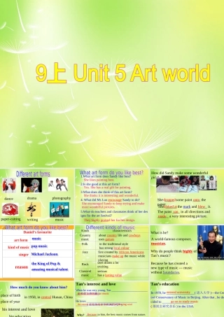 九年级英语上册 Unit 5 Art world复习课件 (新版)牛津版 课件