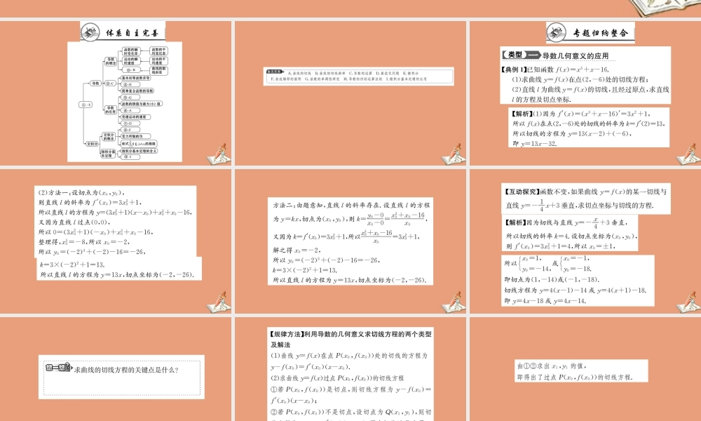 数学 第一章 导数及其应用阶段复习课教学课件 新人教A版选修2 2 课件