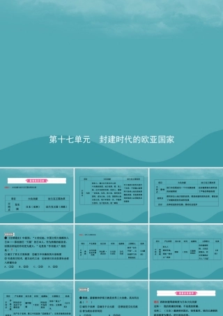 中考历史复习 第十七单元 封建时代的欧亚国家课件