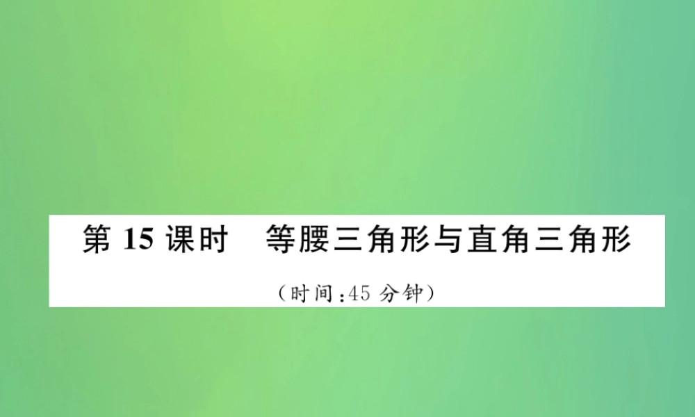 中考数学复习 第4章 图形的性质 第15课时 等腰三角形与直角三角形(精练)课件