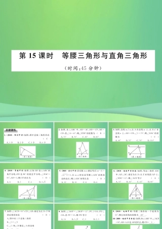 中考数学复习 第4章 图形的性质 第15课时 等腰三角形与直角三角形(精练)课件