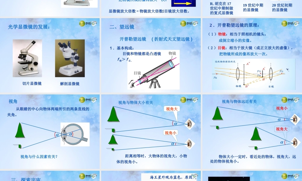 八年级物理上册 第五节 显微镜和望远镜课件 新人教版 课件