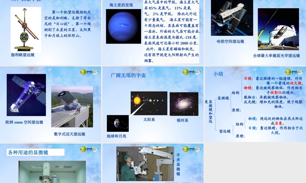 八年级物理上册 第五节 显微镜和望远镜课件 新人教版 课件