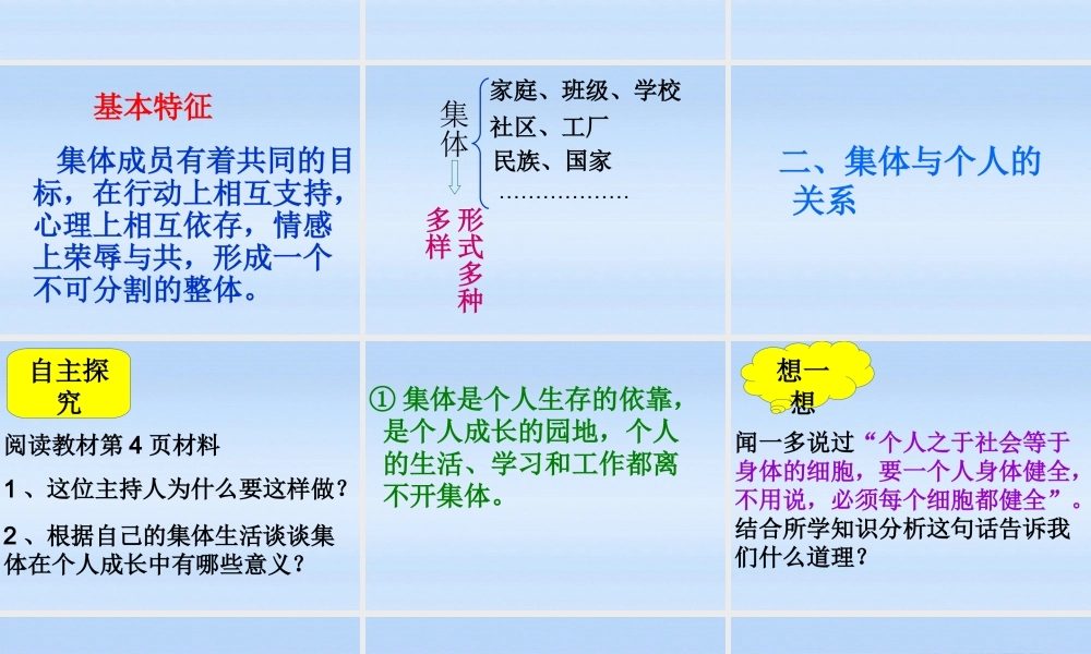 八年级政治下册 集体与个人的关系课件 鲁教版 课件