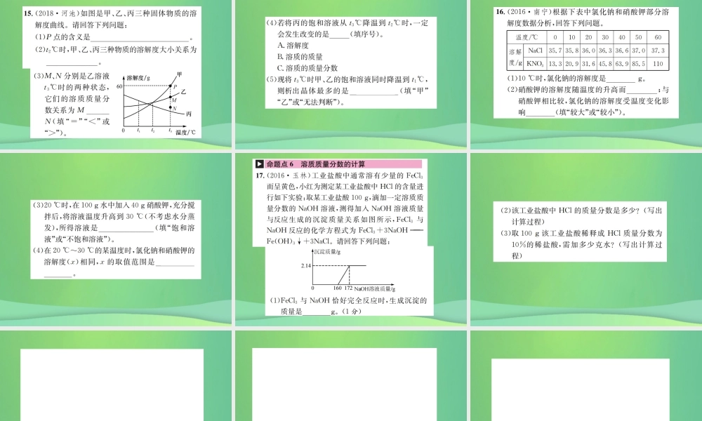 中考化学总复习 教材考点梳理 第9单元 溶液课件