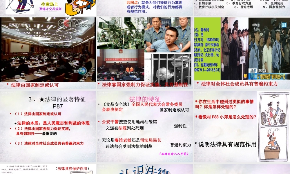 中学七年级政治下册 第七课 第1框 走近法律课件 新人教版 课件