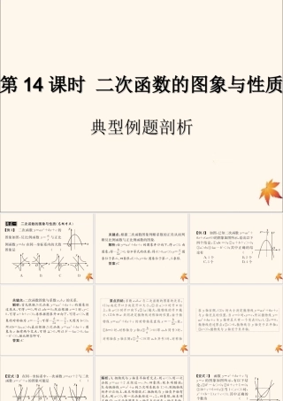 中考数学复习 第14课时 二次函数的图象与性质 3 典型例题剖析(课后作业)课件