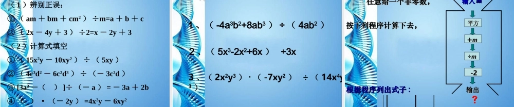 七年级数学下册 8.4整式除法课件 沪科版 课件