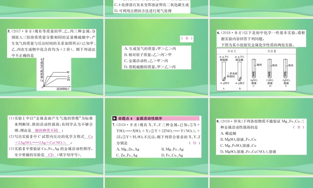 中考化学总复习 教材考点梳理 第九单元 金属课件 鲁教版 课件