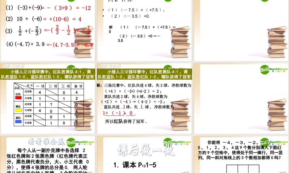 七年级数学上册有理数和加法1课件沪科版 课件