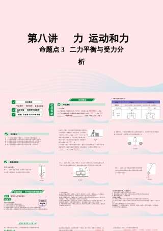 广东省中考物理一轮复习 第八讲 力 运动和力 命题点3 二力平衡与受力分析课件