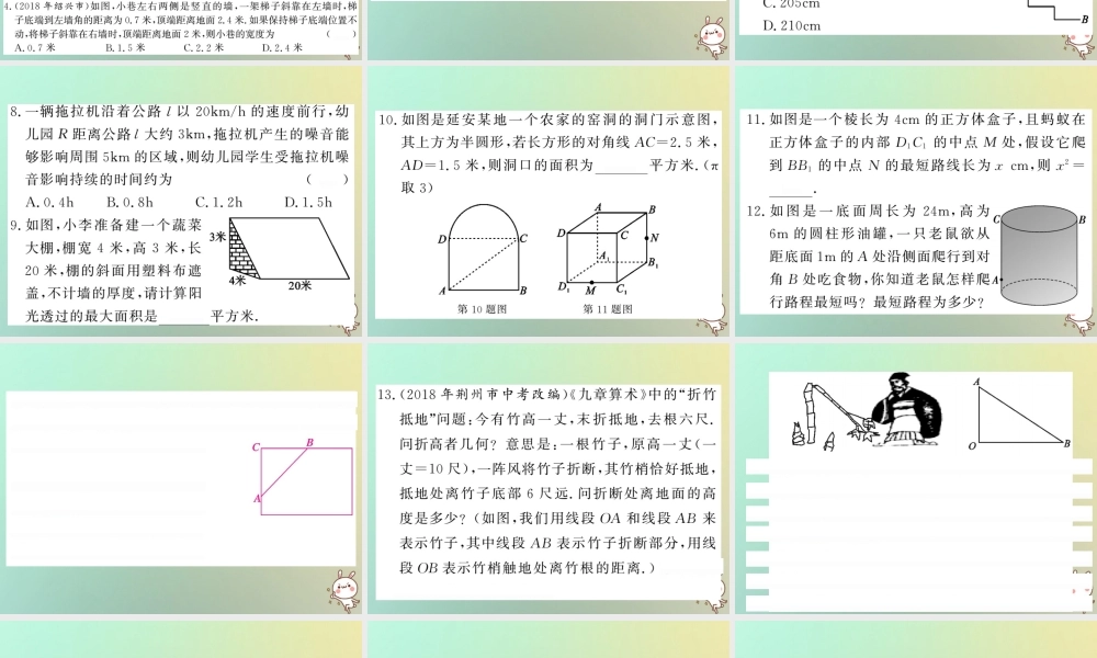 八年级数学上册 第一章 勾股定理 1.3 勾股定理的应用习题课件 (新版)北师大版 课件