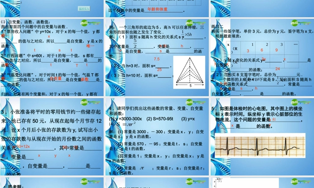 八年级数学上册 变量与函数课件 人教新课标版 课件